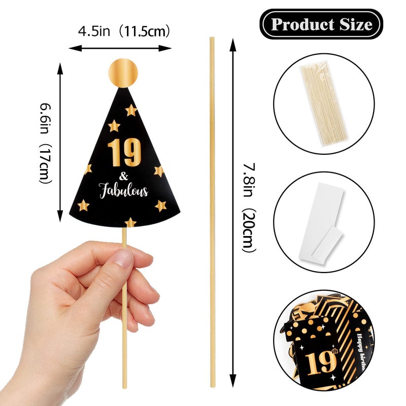 LINGTEER Happy 19th Birthday Party Photo Booth Props,Cheers to 19th Birthday Nineteen Years Old Bday Party Centerpieces Props Decorations Sign. - Image 2